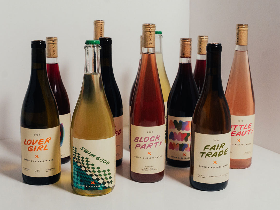 Catch & Release Wines 12 Bottle Wine Club including biodynamic Pinot Gris,  organic Chardonnay,  organic, Pinot Noir & organic Rosé.