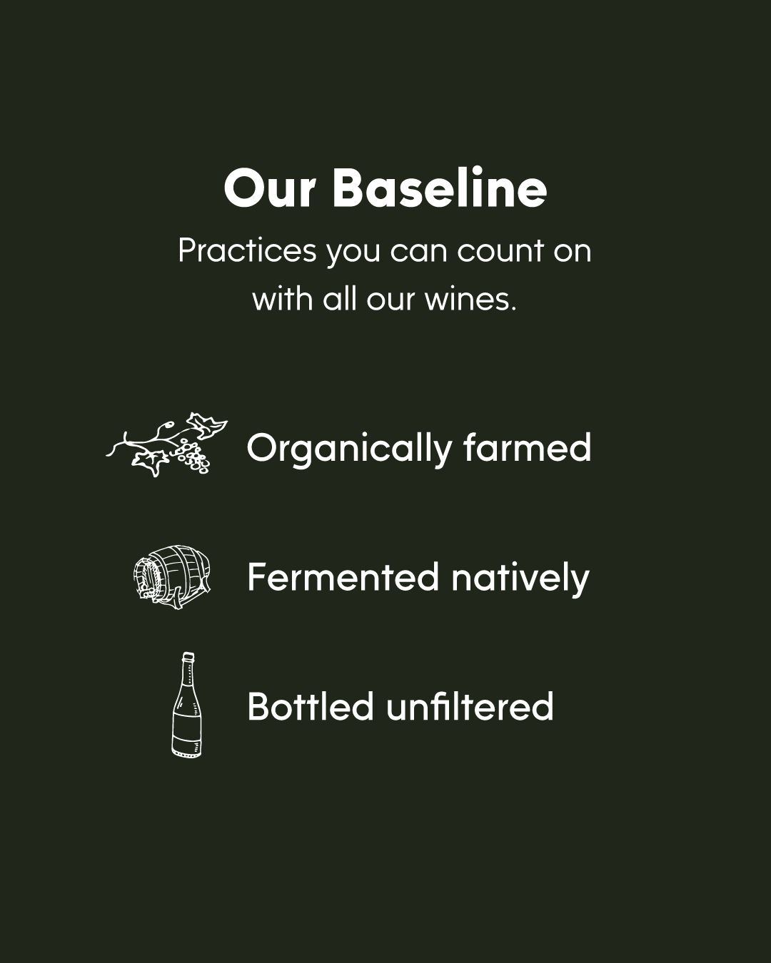 Catch & Release Wines Organically farmed, fermented natively, bottled unfiltered baseline practices.