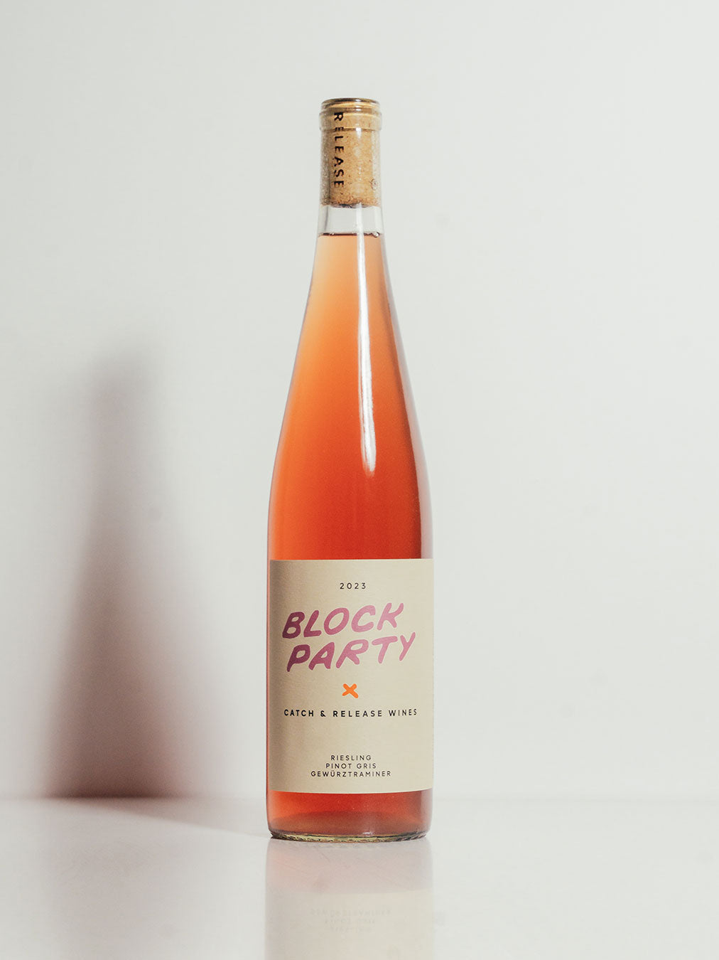Catch & Release Wines 2023 Block Party Orange Wine, made from organic Riesling, Pinot Gris, & Gewürztraminer.