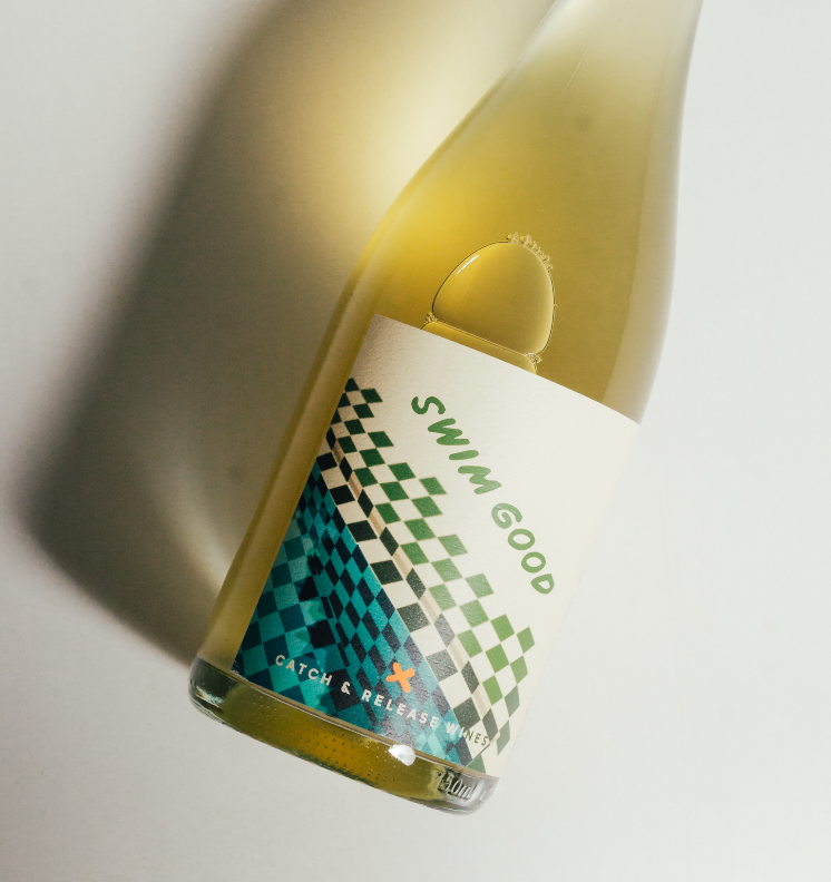 Close-up of the 2025 Swim Good bottle and label